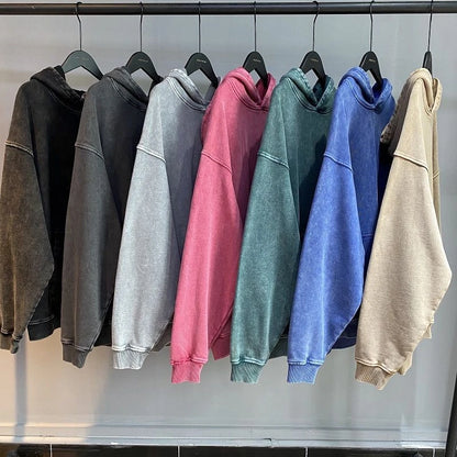 2025 New High Street Sweater Heavy Wash Loose American Retro Hooded Jacket Handsome Lazy Style Senior