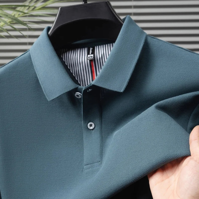 100%pure cotton high-quality Tshirt summer new men's short sleeve comfortable breathable polo shirt best-selling solid color top