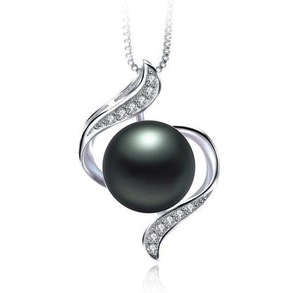 Genuine Freshwater Pearl Bread Round 925 Silver Zircon Pendant Necklace Trendy Wedding Jewelry For Bridal