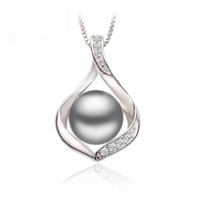 Real Natural Freshwater Black Pearl Pendant Jewelry Women,Cute 925 Silver Pearl Necklace Girl Wife Birthday Gift White Pink