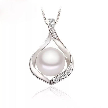 Real Natural Freshwater Black Pearl Pendant Jewelry Women,Cute 925 Silver Pearl Necklace Girl Wife Birthday Gift White Pink