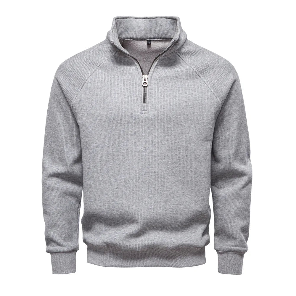 Half-Zip Sweatshirt Stand Collar