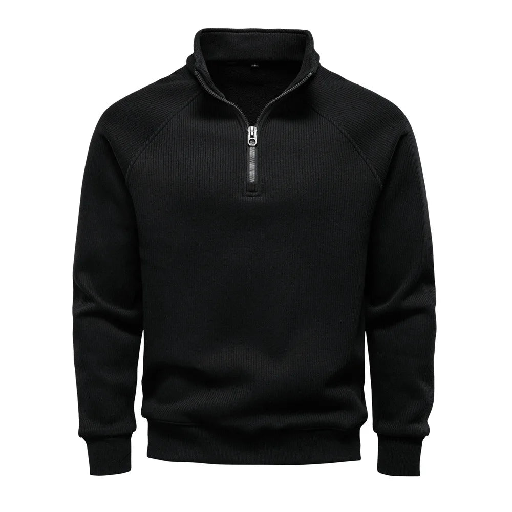 Half-Zip Sweatshirt Stand Collar