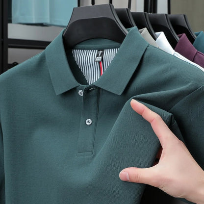 100%pure cotton high-quality Tshirt summer new men's short sleeve comfortable breathable polo shirt best-selling solid color top