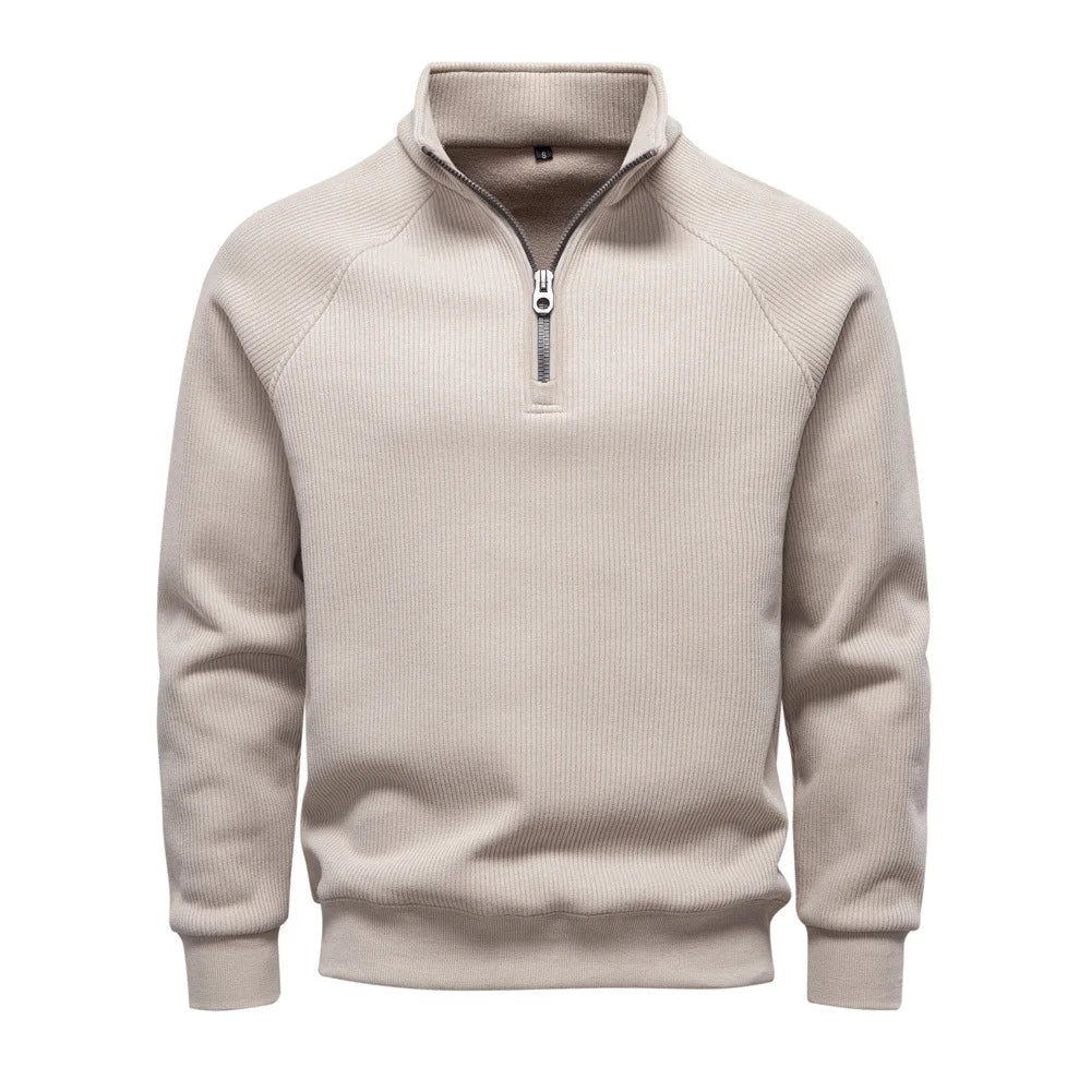Half-Zip Sweatshirt Stand Collar