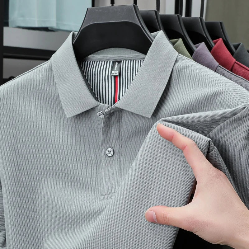 100%pure cotton high-quality Tshirt summer new men's short sleeve comfortable breathable polo shirt best-selling solid color top