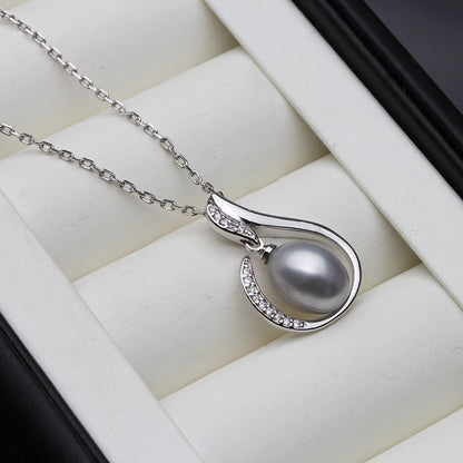 Vintage White Freshwater Natural Pearl Necklace for Women,925 Silver Pearl Pendant Fine Jewelry Girl Wife Birthday Gift