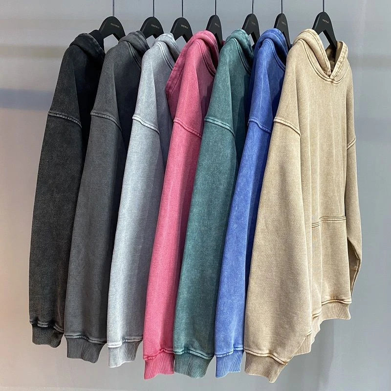 2025 New High Street Sweater Heavy Wash Loose American Retro Hooded Jacket Handsome Lazy Style Senior