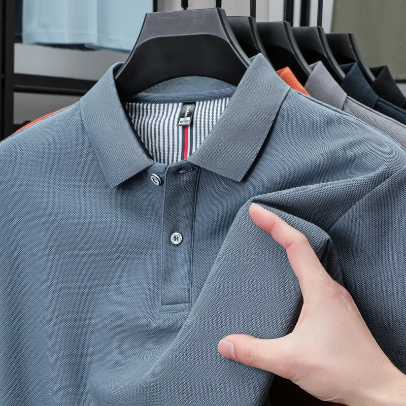 100%pure cotton high-quality Tshirt summer new men's short sleeve comfortable breathable polo shirt best-selling solid color top