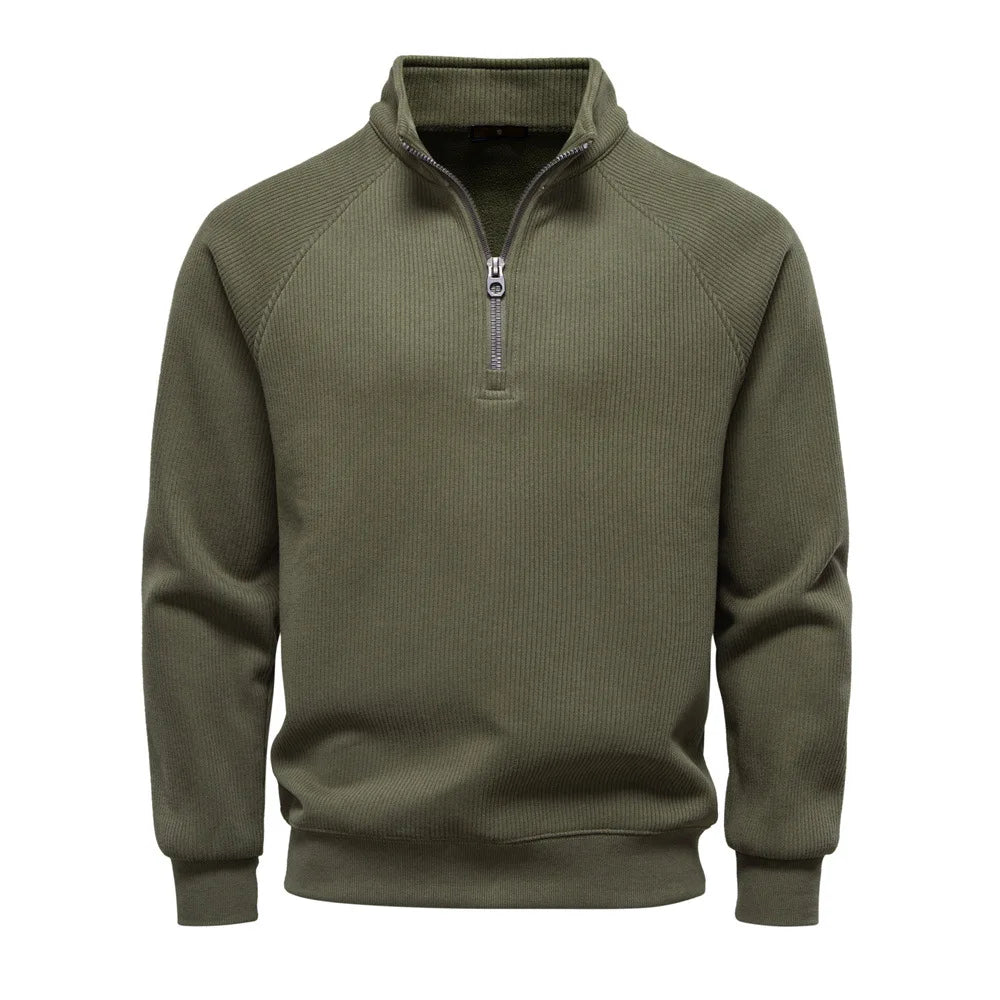Half-Zip Sweatshirt Stand Collar