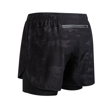 Men's Running Shorts Quick-drying Fitness Black Double Layer Shorts Men New Sport Workout Training Bodybuilding Short Pants