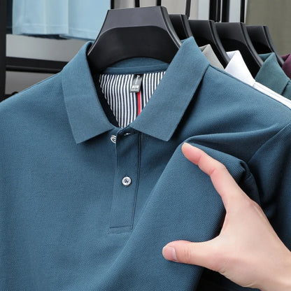 100%pure cotton high-quality Tshirt summer new men's short sleeve comfortable breathable polo shirt best-selling solid color top