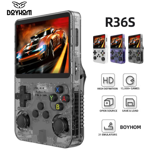 Open Source R36S Retro Handheld Video Game Console Linux System 3.5 Inch IPS Screen Portable Pocket Video Player R35S 64GB Games