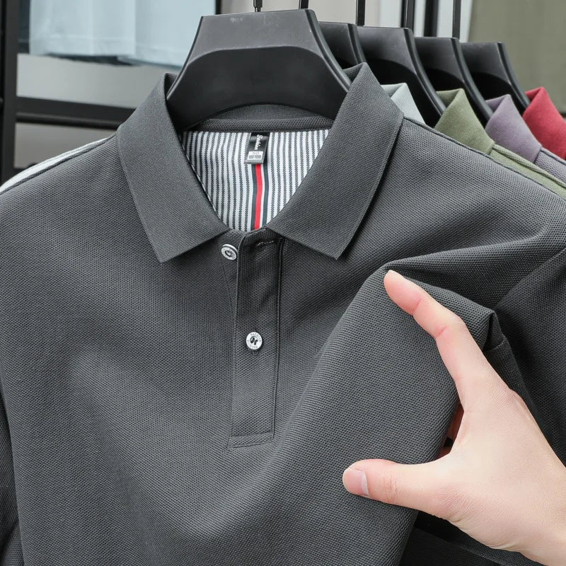 100%pure cotton high-quality Tshirt summer new men's short sleeve comfortable breathable polo shirt best-selling solid color top