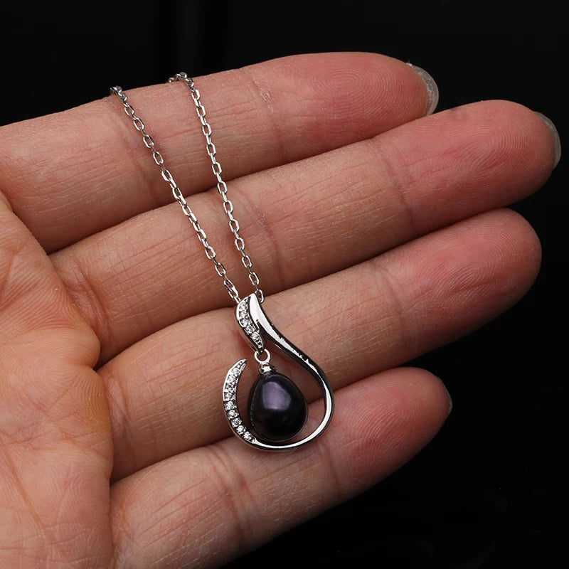 Vintage White Freshwater Natural Pearl Necklace for Women,925 Silver Pearl Pendant Fine Jewelry Girl Wife Birthday Gift