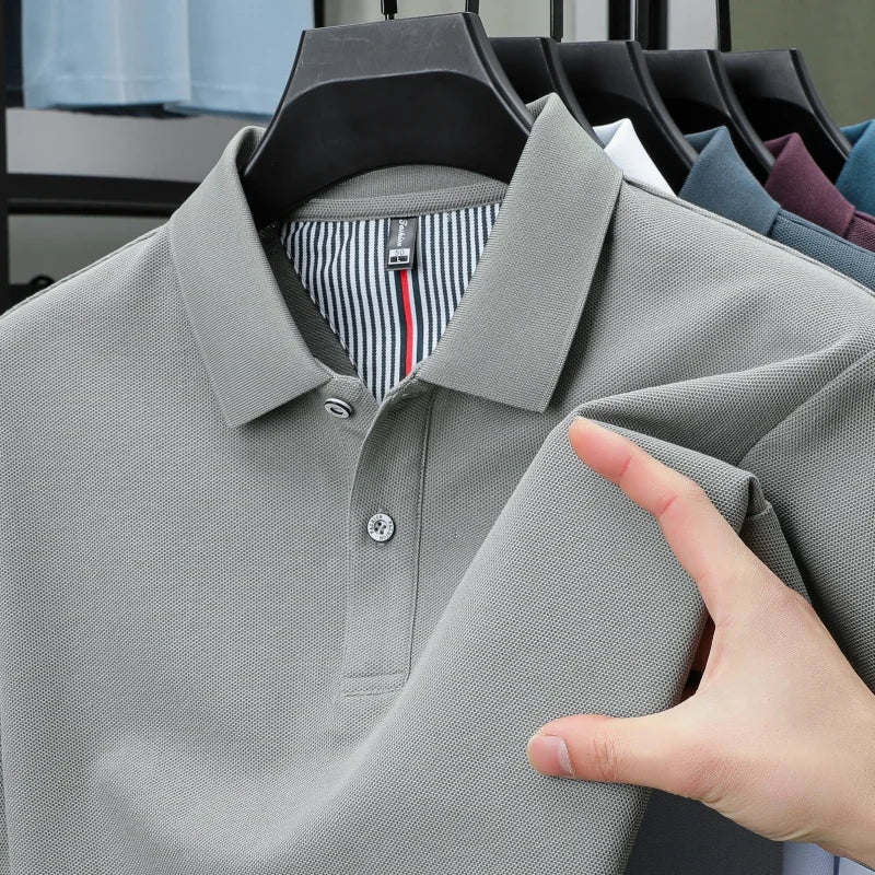 100%pure cotton high-quality Tshirt summer new men's short sleeve comfortable breathable polo shirt best-selling solid color top