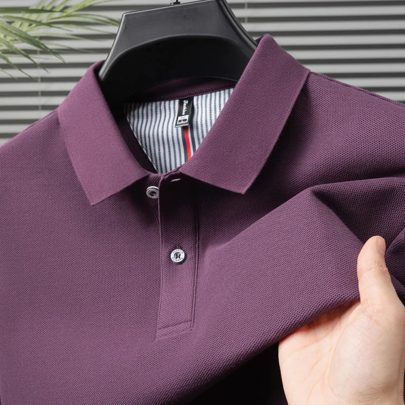 100%pure cotton high-quality Tshirt summer new men's short sleeve comfortable breathable polo shirt best-selling solid color top